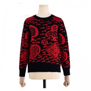 2019 Spun Cotton Poker Jacquard På lager Pullover Custom Logo Strikkede trøjer