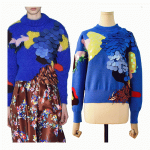 Brugerdefineret design Håndlavet sy pailletter kvinder strik sweater