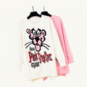 2019 Sidste Sweater Design Pink Panther Jacquard Ladies Strik Sweater Kjole