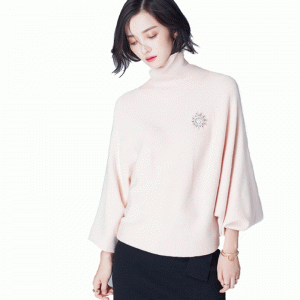 Tilpasset 50% uld 50% akryl sweater med højturtleneck-ærmer