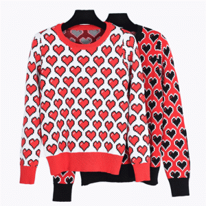 OEM \u0026 ODM 100% bomuldshjerter jacquard kvinders striktrøje