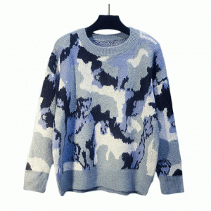 2019 ny efterår vinter koreansk stil løs kontrastfarve sweater shirt