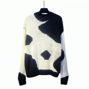 2019 ny vinter efterår mælk ko jacquard tykt garn løs pullover sweater shirt