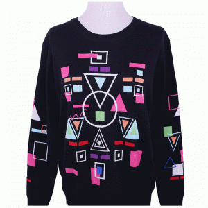 Multi Color Geometric Jacquard Damer Fancy Sweater 2018