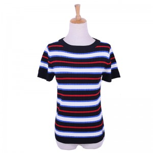 Sommer tynd Mutiful Stripes Dame kortærmet pullovergenser