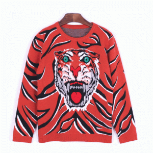 Brugerdefineret OEM Tiger Head Jacquard Winter Tykk Uld Strikket Fashion Pullover Sweater